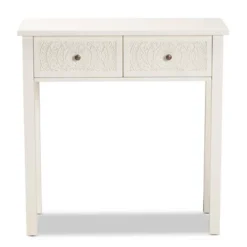 Lambert Wood 2 Drawer Console Table White - Baxton Studio -HOMCOM Shop GUEST cbd57746 4ab2 457f 8f0d 2c609e589946
