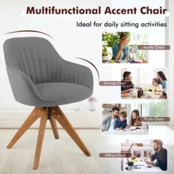 Costway Modern 360 Degree Swivel Accent Chair W/ Linen Fabric & High-density Sponge Yellow/Brown/White/Grey/Red 22 Costway Modern 360 Degree Swivel Accent Chair W/ Linen Fabric & High-density Sponge Yellow/Brown/White/Grey/Red -HOMCOM Shop GUEST cbe4d2dc f54a 4085 bad1 01b50df8df2e