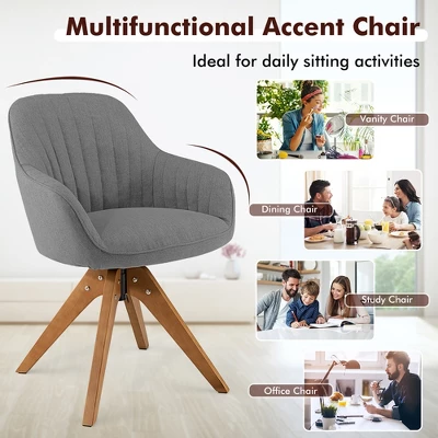 Costway Modern 360 Degree Swivel Accent Chair W/ Linen Fabric & High-density Sponge Yellow/Brown/White/Grey/Red 11 Costway Modern 360 Degree Swivel Accent Chair W/ Linen Fabric & High-density Sponge Yellow/Brown/White/Grey/Red - Image 9