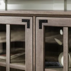 Avalene Modern Farmhouse 4 Door Glass Window Pane TV Stand For TVs Up To 65" - Saracina Home -HOMCOM Shop GUEST cca866d1 1c31 43f6 a854 e63998384782