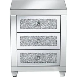Studio 55D Modern Mirrored Rectangular Accent Side End Table 20" X 14" With 3-Drawer Silver Glass Crystal Living Room Home House -HOMCOM Shop GUEST cd7a7ce2 75ea 4039 9b1d 2a82f26cc8d5