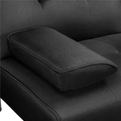 Yaheetech Convertible Futon Sofa Bed Tufted Fabric Futon With Cupholders And Pillows -HOMCOM Shop GUEST cdb17eb5 fbc9 4cd4 bb2b 9c11482e4d27