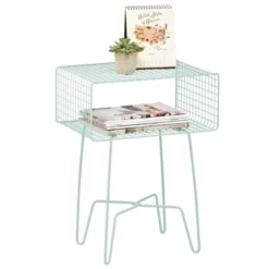 MDesign Modern Farmhouse Home Decor End Table, Wire Grid Storage Shelf -HOMCOM Shop GUEST ce518f8b a5a5 4716 bff2 d6a496e98f4c