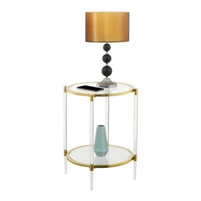 Royal Crest 2 Tier Acrylic Glass End Table Clear/Gold - Breighton Home 4 Royal Crest 2 Tier Acrylic Glass End Table Clear/Gold - Breighton Home - Image 2