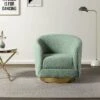 Pierfranco Wooden Upholstered Accent Barrel Chair Swivel Barrel Chair With Metal Base | ARTFUL LIVING DESIGN