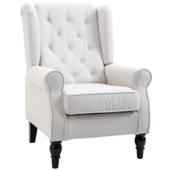 HOMCOM Button-Tufted Accent Chair With High Wingback, Rounded Cushioned Armrests And Thick Padded Seat -HOMCOM Shop GUEST d0ade1a8 72c2 4d4d 93ef 99953079fb03