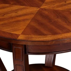 Elm Lane Farmhouse Rustic Cherry Wood Round Accent Side End Table 26" Wide Natural Curving Legs Living Room Home House Entryway -HOMCOM Shop GUEST d10a1883 42a2 483d aefb bf66be4f6ee9