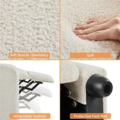 Yaheetech Upholstered Adjustable Boucle Recliner Chair With Pocket Spring -HOMCOM Shop GUEST d20f8145 d354 45a3 9d78 06715ccda36e