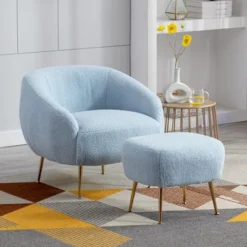 Modern Accent Chair, Teddy Short Plush Particle Velvet Armchair With Ottoman-ModernLuxe 27 Modern Accent Chair, Teddy Short Plush Particle Velvet Armchair With Ottoman-ModernLuxe -HOMCOM Shop GUEST d29f0dfc 2c98 4603 9c34 439cac9fb65e
