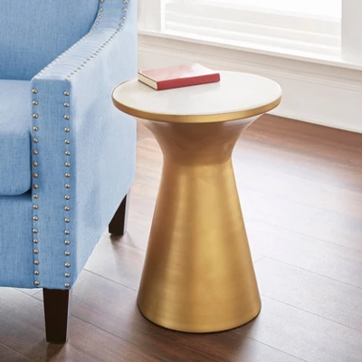 Jaipur Round End Table Brass/Gold And Marble - Steve Silver 3 Jaipur Round End Table Brass/Gold And Marble - Steve Silver