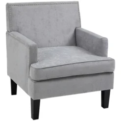 HOMCOM Modern Accent Chair, Upholstered Living Room Chair With Solid Wood Legs And Nailhead Trim, Armchair -HOMCOM Shop GUEST d2df4bae 2c08 406f a2da 67f70ed0a01b