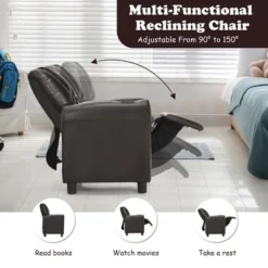 Costway Kids Recliner Chair PU Leather Armrest Sofa W/Footrest Cup Holder BeigeBrown -HOMCOM Shop GUEST d2e70595 8a9e 4864 90b3 32c204063f61