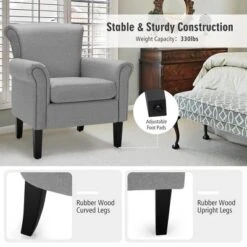 Costway Set Of 2 Upholstered Fabric Accent Chairs W/ Rubber Wood Legs Dark GrayLight Gray -HOMCOM Shop GUEST d33ac8ab bd07 4425 9882 d4a7a193c549