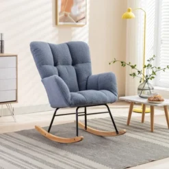 Epping Accent Modern Armchair Faux Shearling Fabric Nursery Glider Rocker, Wingback Chair Rocking Chairs-Maison Boucle -HOMCOM Shop GUEST d3913b09 5004 4bc7 a381 bfd64f2e7094