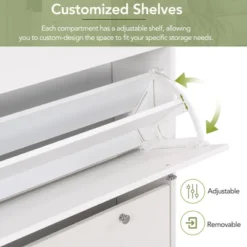 Narrow Design Shoe Cabinet With 3 Flip Drawers, 3 Hooks And Adjustable Panels - ModernLuxe 17 Narrow Design Shoe Cabinet With 3 Flip Drawers, 3 Hooks And Adjustable Panels - ModernLuxe -HOMCOM Shop GUEST d3b5b620 121d 4595 847b 4e4665f9f137