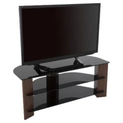 Glass Shelves TV Stand For TVs Up To 55" Walnut/Black - AVF -HOMCOM Shop GUEST d3f44559 e19c 461e 96dd 06e829bc7676
