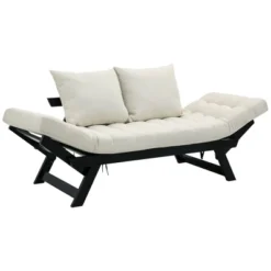HOMCOM Single Person 3 Position Convertible Chaise Lounger Sofa Bed With 2 Large Pillows And Oak Frame 18 HOMCOM Single Person 3 Position Convertible Chaise Lounger Sofa Bed With 2 Large Pillows And Oak Frame -HOMCOM Shop GUEST d4a8613a 56fe 4c56 b6e5 556cd73bad10