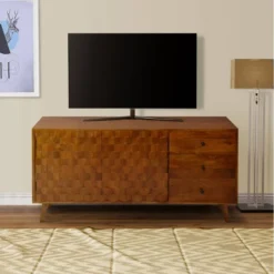 2 Door Honeycomb Design Wooden TV Console With 3 Drawers Walnut Brown - The Urban Port 10 2 Door Honeycomb Design Wooden TV Console With 3 Drawers Walnut Brown - The Urban Port -HOMCOM Shop GUEST d4c32d84 a804 4427 b48a 5de48814f5d7