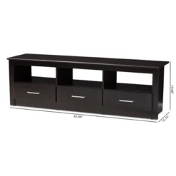 Ryleigh Modern And Contemporary Finished TV Stand For TVs Up To 60" Dark Brown - Baxton Studio -HOMCOM Shop GUEST d58004d6 8b65 4950 826c a5da866bd839