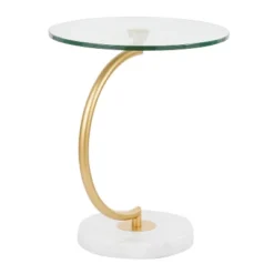 C End Contemporary Table White/Gold - LumiSource -HOMCOM Shop GUEST d5aa37ed 1fbf 4d08 bc3b c6c669612d0e