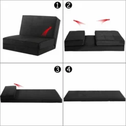 Costway Convertible Fold Down Chair Flip Out Lounger Sleeper Bed Couch Black -HOMCOM Shop GUEST d6058f57 bdb1 48c3 bec0 d6be7acf8a07