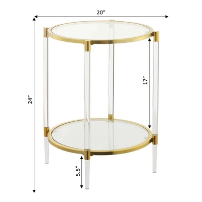 Royal Crest 2 Tier Acrylic Glass End Table Clear/Gold - Breighton Home 7 Royal Crest 2 Tier Acrylic Glass End Table Clear/Gold - Breighton Home - Image 5