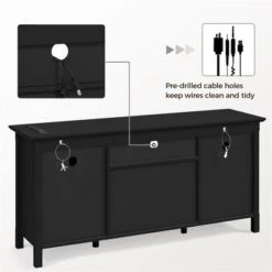 Yaheetech 58in Modern TV Console Table With Power Outlet Black -HOMCOM Shop GUEST d6de4b35 2008 4835 9ce6 fb5608dde270
