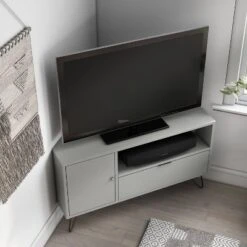 Sola Modern Corner TV Stand For TVs Up To 50" - MiBasics -HOMCOM Shop GUEST d6fda898 81eb 49f9 8cbb af0a737eae44