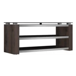 Twin Star Home TC52-6389-PO90 Cedar Manor Minimalist And Modern Design TV Stand For TVs Up To 55 Inches And 55 Pounds, Umber Oak