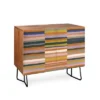 Gigi Rosado Brown Striped Pattern Walnut Credenza - Deny Designs