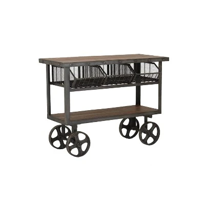 Industrial Metal Console Table Dark Black - Olivia & May 4 Industrial Metal Console Table Dark Black - Olivia & May - Image 2