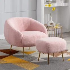 Modern Accent Chair, Teddy Short Plush Particle Velvet Armchair With Ottoman-ModernLuxe 24 Modern Accent Chair, Teddy Short Plush Particle Velvet Armchair With Ottoman-ModernLuxe -HOMCOM Shop GUEST dac1759a 42fe 4462 ba7f d276729673a2