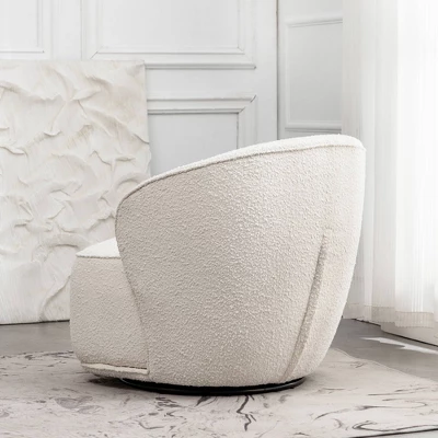 Boucle Upholstered Swivel Barrel Chair - Kinwell 12 Boucle Upholstered Swivel Barrel Chair - Kinwell - Image 10