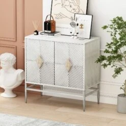 Cierra 31.50" W Modern 2 Diamond Doors Wooden Cabinet With Featuring Two-Tier Storage-Maison Boucle -HOMCOM Shop GUEST db6f17fe 968a 423f 8306 fd9a9b0c7bae