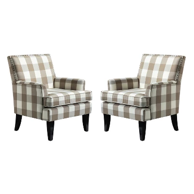 Set Of 2 Sara Upholstered Accent Arm Chair With Nail Head Trim | Karat Home-Stripe Red 14 Set Of 2 Sara Upholstered Accent Arm Chair With Nail Head Trim | Karat Home-Stripe Red - Image 13