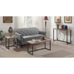 Laredo Parquet Console Table Natural/Black - Breighton Home -HOMCOM Shop GUEST dba69ee4 3c0d 455a 8b87 df570803f5ef