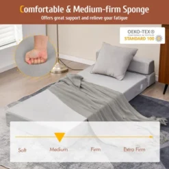 Costway Tri-Fold Fold Down Chair Flip Out Lounger Convertible Sleeper Bed Couch Dorm Grey -HOMCOM Shop GUEST dc4cc2a3 4c65 47ee 92e8 fcabddb62aae