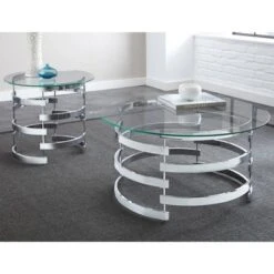 Tayside End Table Glass And Chrome - Steve Silver