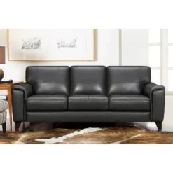 87" Bergen Genuine Leather Square Arm Sofa - Armen Living -HOMCOM Shop GUEST dd5178ec 9101 4b70 a33a 1dd7ca344603