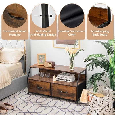 Costway Dresser TV Stand Media Console Table Organizer W/2 Storage Drawer & Open Shelves 9 Costway Dresser TV Stand Media Console Table Organizer W/2 Storage Drawer & Open Shelves - Image 7