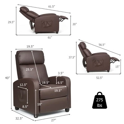 Recliner Massage Chair, Ergonomic Adjustable Single Sofa With Padded Seat BlackBrownGray 4 Recliner Massage Chair, Ergonomic Adjustable Single Sofa With Padded Seat BlackBrownGray - Image 2