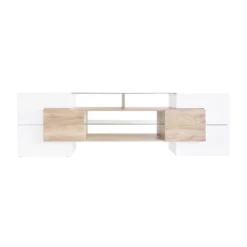 Versatile TV Stand For TVs Up To 80" With 2 Lighted Glass Shelves And LED Color Changing Lights - ModernLuxe -HOMCOM Shop GUEST deba4fcf 36dd 4d93 8b9c 5f9f06654fa6