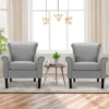 Costway Set Of 2 Upholstered Fabric Accent Chairs W/ Rubber Wood Legs Dark GrayLight Gray