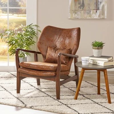 Haddie Mid Century Modern Microfiber Club Chair Brown - Christopher Knight Home 3 Haddie Mid Century Modern Microfiber Club Chair Brown - Christopher Knight Home