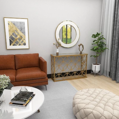 Rectangular Traditional Modern Metal Console Table Gold - Olivia & May 17 Rectangular Traditional Modern Metal Console Table Gold - Olivia & May - Image 15