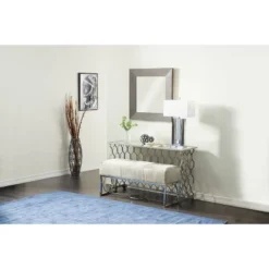 Contemporary Metal Pattern Console Table Silver - Olivia & May -HOMCOM Shop GUEST e008d15f 64cf 49c4 a186 ead6efe8eb7a
