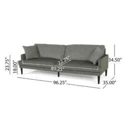 Malverne Contemporary 3 Seater Fabric Sofa With Accent Pillows Gray/Dark Brown - Christopher Knight Home -HOMCOM Shop GUEST e0209814 0d1f 4b40 a907 d6638cfac79e