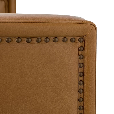 Eulalia 28.74''Wooden Upholstery Wide Genuine Leather Swivel Chair With Swivel Metal Base And Squared Arms | ARTFUL LIVING DESIGN 9 Eulalia 28.74''Wooden Upholstery Wide Genuine Leather Swivel Chair With Swivel Metal Base And Squared Arms | ARTFUL LIVING DESIGN - Image 7