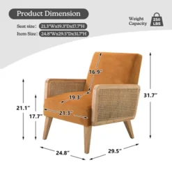 Chloé Cane Arm Chair With Wood Base Living Room Upholstered Accent Chair With Rattan Armrest | Karat Home -HOMCOM Shop GUEST e04d3c42 2eb5 4261 84c2 1fdd083b829e