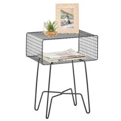 MDesign Modern Farmhouse Home Decor End Table, Wire Grid Storage Shelf -HOMCOM Shop GUEST e0964327 4435 4f67 98b2 381730ade2a2